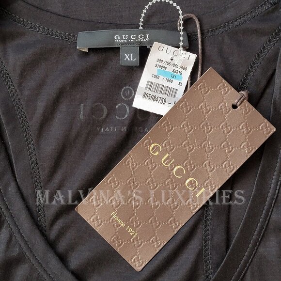 GUCCI TOP RACERBACK TANK LOGO TRADEMARK AND WEB DETAIL MODAL XL EXTRA LARGE - Picture 8 of 11